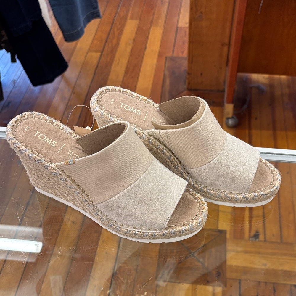 TOMS Beige Wedge Espadrilles